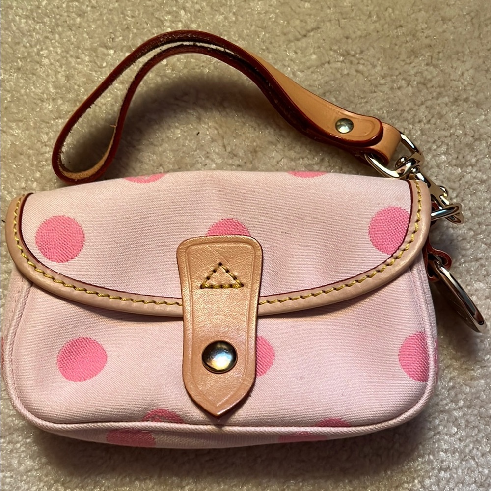 Dooney & Burke pink polka dot wristlet